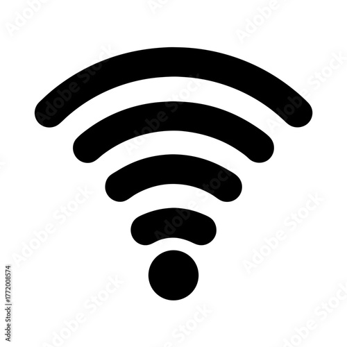 Simple minimalist black and white wifi signal strength icon and illustration