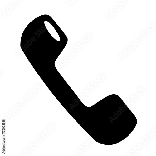 Black Silhouette of a Classic Telephone Handset Receiver, Communication and Connection