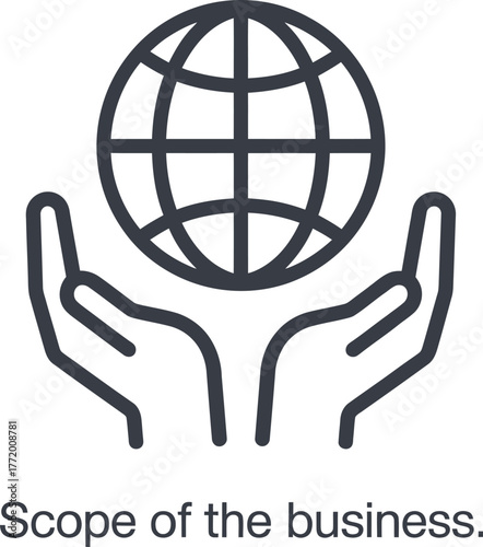 Global business scope hands icon set for corporate projects