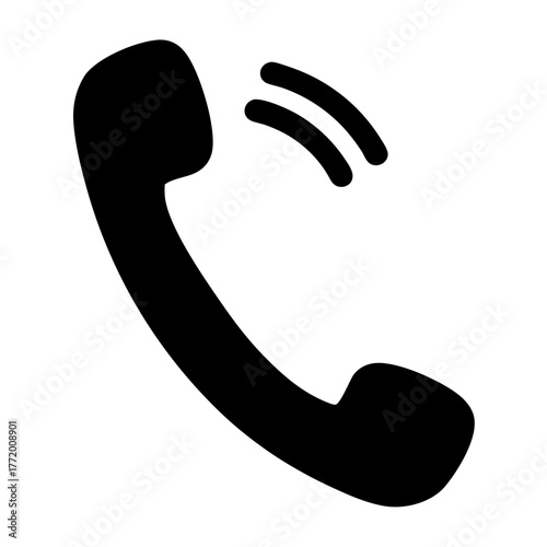 Black telephone receiver icon with sound waves signifying an incoming call