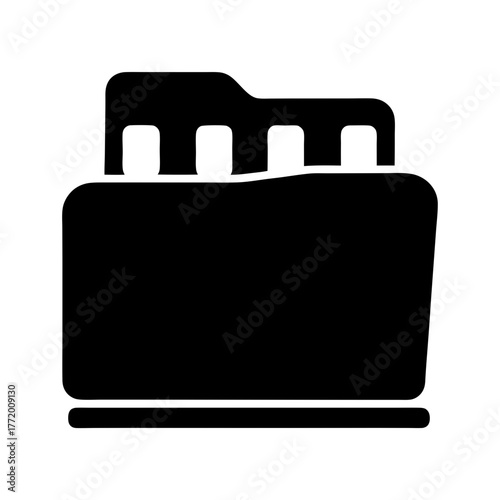 Black vector icon of a file folder with organizational tabs