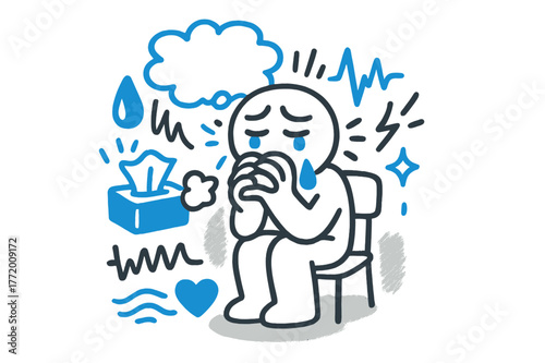 Worried Hands Doodle. // Hands clasped in worry. Hand-drawn doodle illustration Hands clasped in worry [two hands clasped together (accented), furrowed