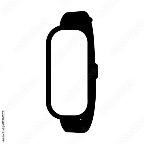 Silhouette of a modern smartwatch with a rectangular screen and sleek design