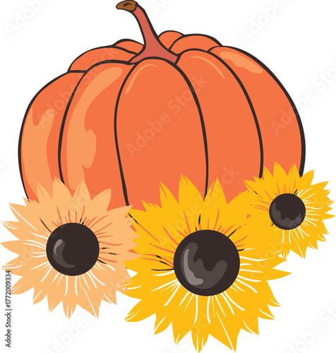 Vector Floral Pumpkin.