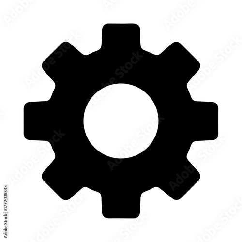 Black gear wheel or cogwheel icon used for settings and configurations