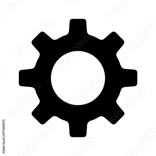 Black gear with eight teeth, a symbol for settings and configuration