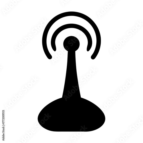 Simple Black and White Illustration of a Wireless Network Tower Symbol
