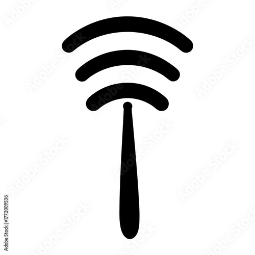 Black and white illustration of a Wifi symbol on a white background