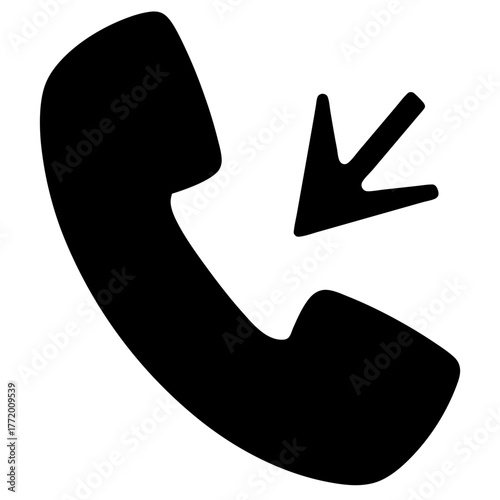 Incoming call symbol with an arrow towards the phone icon illustration