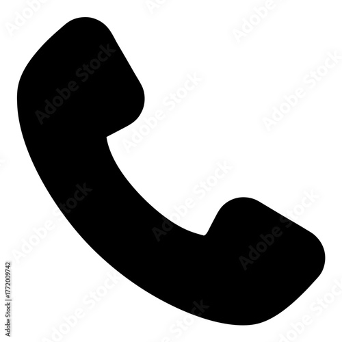 Simple black telephone receiver icon on a white background illustration image