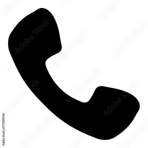 Black landline telephone handset icon isolated on a white background