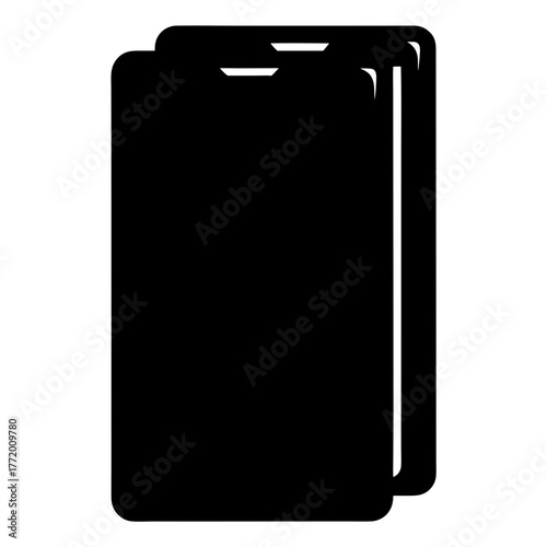 Stylized depiction of two smartphones stacked together showing simple shapes and contours