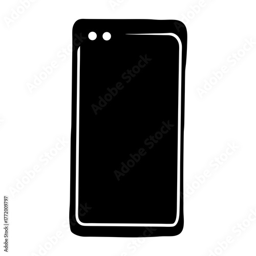 Simple black tablet vector illustration with white border and two upper indicators