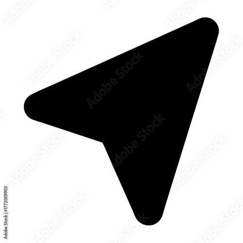 Black arrow pointer icon illustration indicating direction on a white background