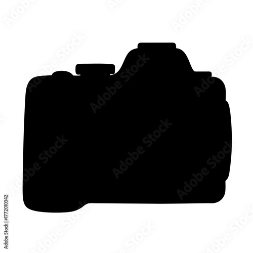 Silhouette of a DSLR camera with professional look in total darkness