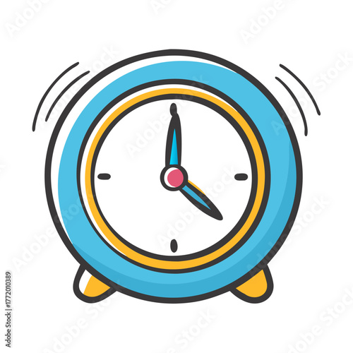 Vibrant blue alarm clock vector illustration for time management