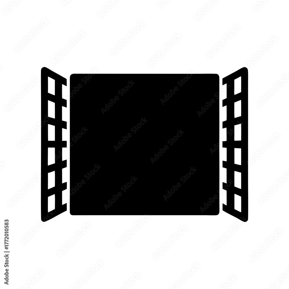 Obraz premium Illustration of an open window with a lattice frame in a simplified style