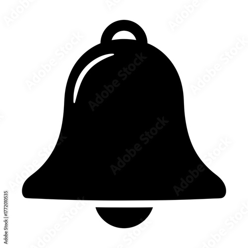 Single black bell notification icon for apps and websites usage design