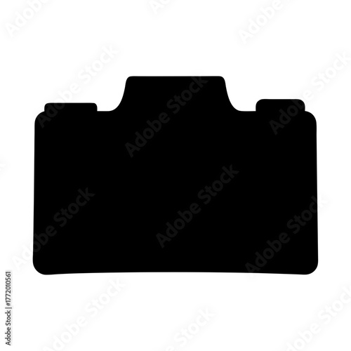 Solid black silhouette of a camera against a blank background image