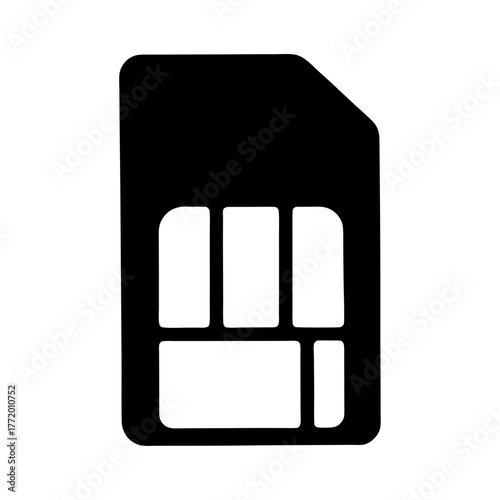 Black and white detailed image of a SIM card for electronic devices