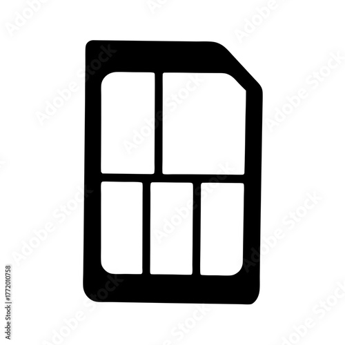 Black and white vector image of a nano SIM card for electronic devices