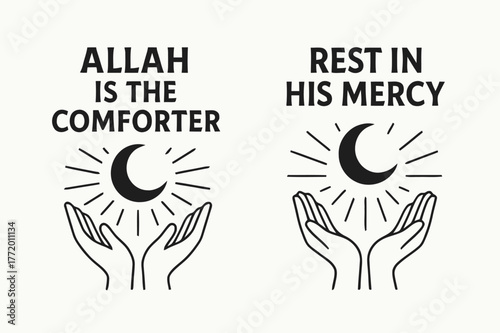 Divine Comfort Banners. Divine Comfort. Two vertical A6 banners with safe margins, centered composition, no elements touching edges, flat vector design, black