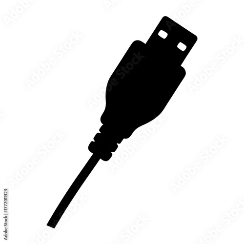 Black and white illustration of a USB TypeA connector and cable
