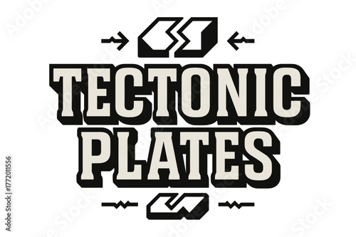 Tectonic Typography. Tectonic Plates ? Bold Block Lettering; ultra-thick geometric caps with compact slab serifs and heavy outer stroke; stacked