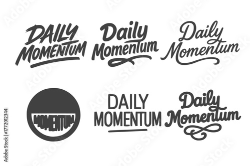Harmonious Lettering Variations. Daily momentum. Set lettering. harmonious lettering variations of the same emblematic concept, each with different artistic