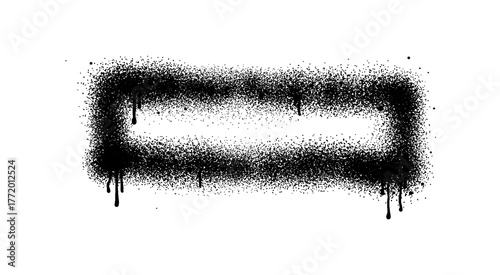 Spray paint graffiti stencil frames. Black airbrushing paint banner, stenciling backdrop and spray paint texture borders. Brush splash abstract rectangular stencil border. Isolated vector icons set