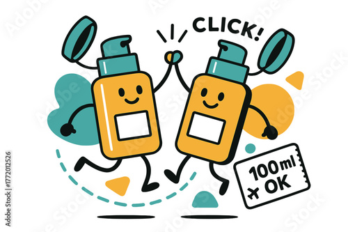 Travel Mini Duo. Travel Mini Duo. Pocket-sized foundation twins clink with a cheerful ?click?; a boarding-pass sticker reads ? ml OK.? A dotted trail curves