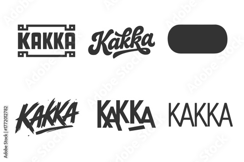 Harmonious Emblem Variations. Emblem of Kakka. Set lettering. harmonious lettering variations of the same emblematic concept, each with different artistic