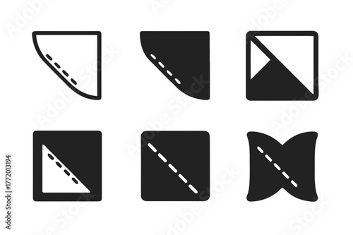 Pillowcase Seam Variations. Pillowcase seam. Set Logo of Pillowcase seam: stitched fabric edge detail. harmonious logo variations of the same emblematic