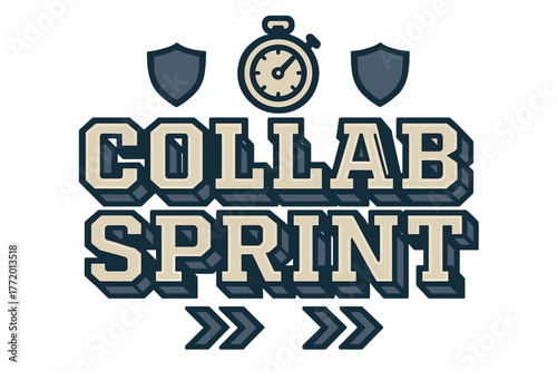 Bold Geometric Typography. Collab Sprint ? Bold Block Lettering; ultra-thick geometric letters with compact slab serifs and heavy outer stroke; stacked block