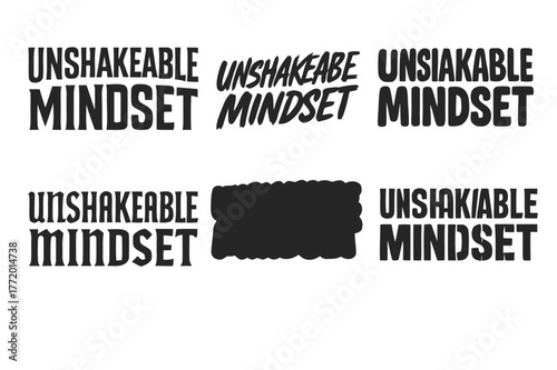Creative Lettering Grid. Unshakeable mindset. Set lettering. harmonious lettering variations of the same emblematic concept, each with different artistic