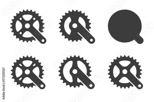 Cycling Metrics Logos. Cycling metrics. Set Logo of Cycling metrics: bike crank with cadence ring. harmonious logo variations of the same emblematic concept,