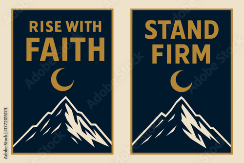 Resilient Faith Banners. Resilient Faith. Two vertical A6 banners with safe margins, centered composition, no elements touching edges, bold, navy and gold,