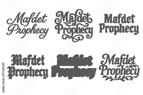 Artistic Lettering Variations. Mafdet Prophecy. Set lettering. harmonious lettering variations of the same emblematic concept, each with different artistic