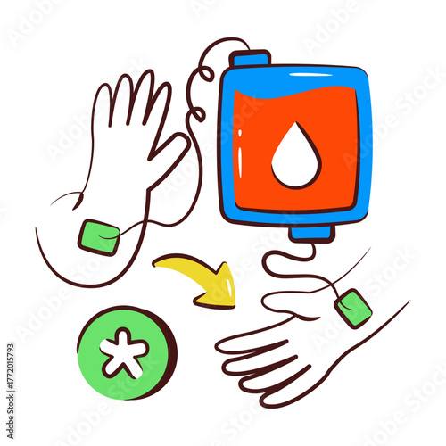 Conceptual doodle design illustration of blood donation