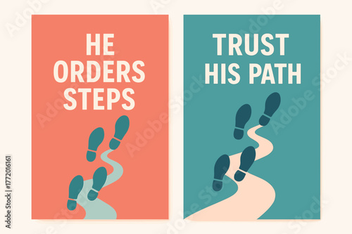 Guided Steps Banners. Guided Steps. Two vertical A6 banners with safe margins, centered composition, no elements touching edges, modern, coral and teal,