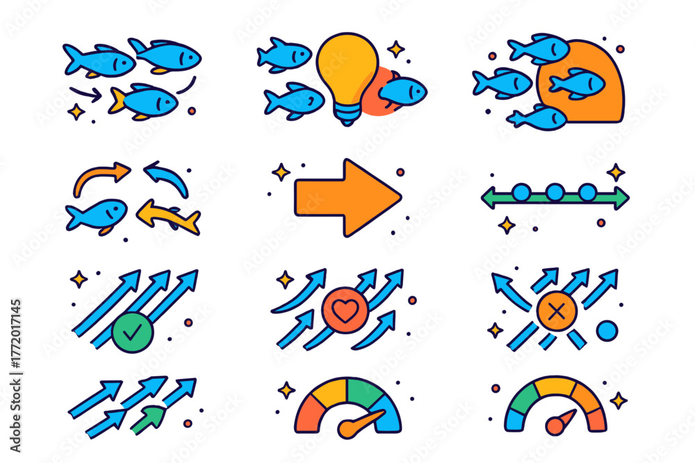 Obraz premium Isometric Synchronization Icons. Synchronization and energetics. Colorful isometric vector icons set of Synchronization and energetics: phase-matched