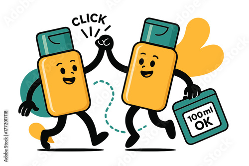 Travel Mini Duo. Travel Mini Duo. Pocket-sized foundation twins clink with a cheerful ?click?; a boarding-pass sticker reads ? ml OK.? A dotted trail curves