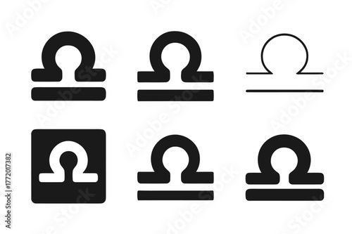 Libra Constellation Logos. balance. Set Logo of balance: Libra constellation glyph. Icon set. harmonious logo variations of the same emblematic concept, each