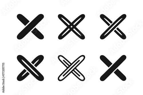 Fabric Stitching Logos. Fabric stitching. Set Logo of Fabric stitching: cross-thread pattern close-up. harmonious logo variations of the same emblematic