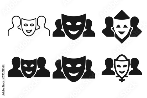 Immersive Theater Logos. An immersive theater experience where the audience is part of the performance. Set Logo of An immersive theater experience where the