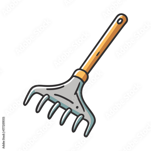 Vector garden rake illustration for gardening and tools design