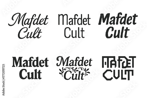 Mafdet Cult Lettering Variations. Mafdet Cult. Set lettering. harmonious lettering variations of the same emblematic concept, each with different artistic