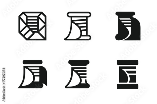 Fabric Craft Logo Designs. Fabric craftsmanship. Set Logo of Fabric craftsmanship: thread spool with cloth fold. harmonious logo variations of the same