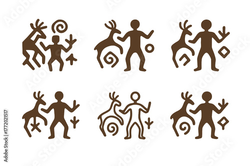Indigenous Culture Symbols. Indigenous cultures and their historical contributions. Set Logo of Indigenous cultures and their historical contributions: