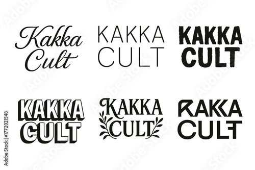 Kakka Lettering Variations. Kakka Cult. Set lettering. harmonious lettering variations of the same emblematic concept, each with different artistic